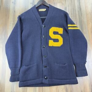 Horace Partridge Athletic Good Boston VARSITY SWEATER-S Chenille Patch-Blue